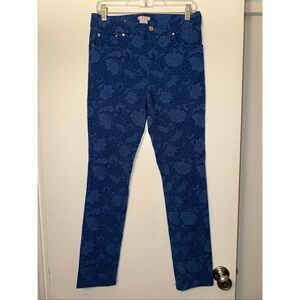 Eric Brand Women’s Size 10 Jeggings Medium Dark Blue Lace Pattern Gently Worn